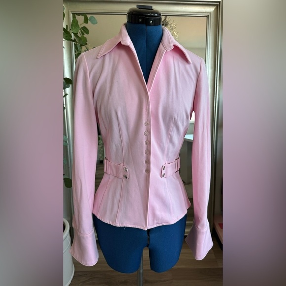 Vintage 90s Y2K Vertigo Light Baby Pink Button Up Shirt Jacket Size S - Picture 5 of 15